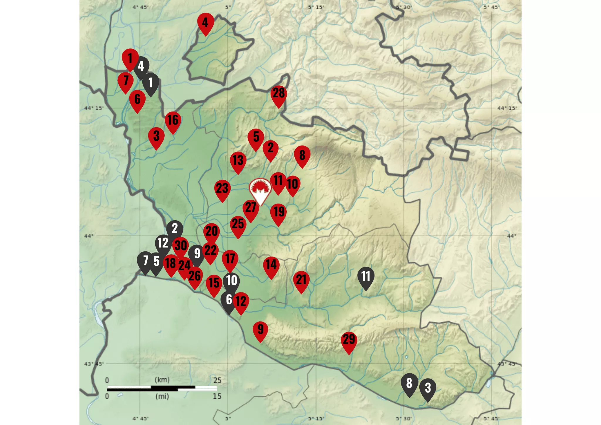 Carte associations FNE Vaucluse